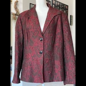 Jones New York Wine/Black Pattern 18W Blazer